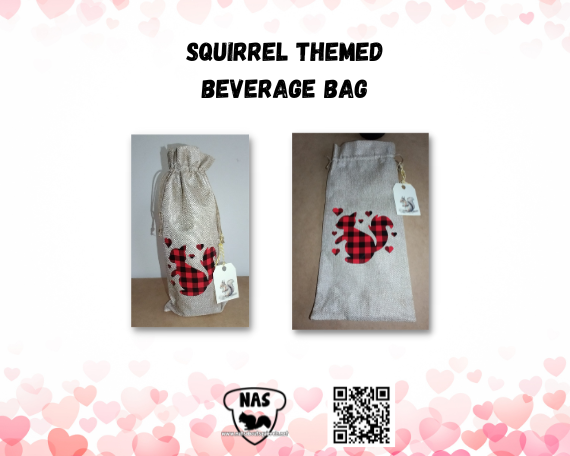 Valentine&#39;s Day Burlap Squirrel Beverage Bag