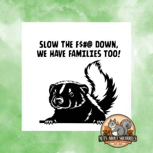 &quot;Slow the F$#@ Down, We have Families Too!&quot; Skunk Sticker