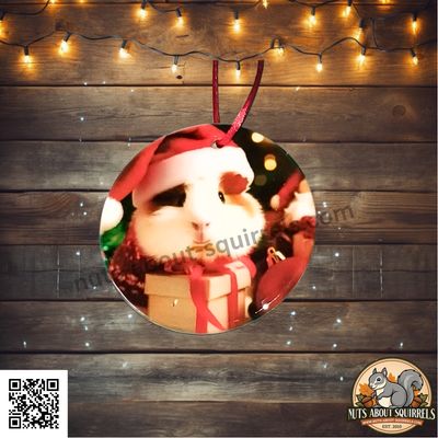 Ceramic Guinea Pig Christmas Ornament – Handmade Holiday Tree Decoration – Gift for Guinea Pig