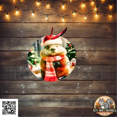 Ceramic Groundhog Christmas Ornament – Handmade Groundhog Lover Gift – Holiday Tree Decoration