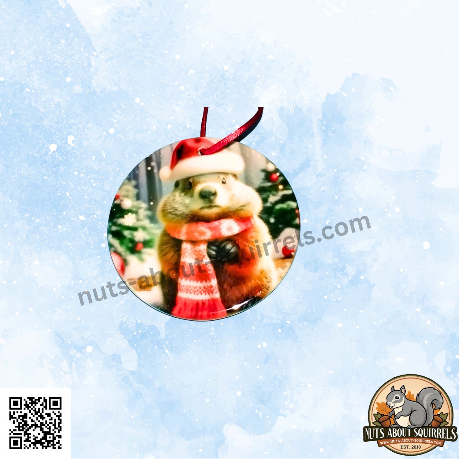 Ceramic Groundhog Christmas Ornament – Handmade Groundhog Lover Gift – Holiday Tree Decoration