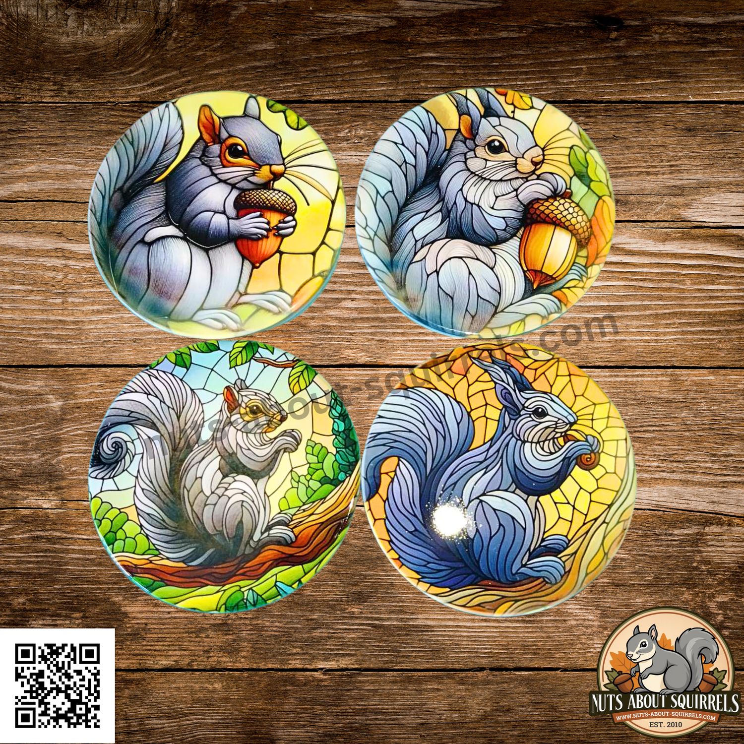 Ceramic Squirrel Coaster Set – Rustic Wildlife Gift for Squirrel Lovers (Set of 4)