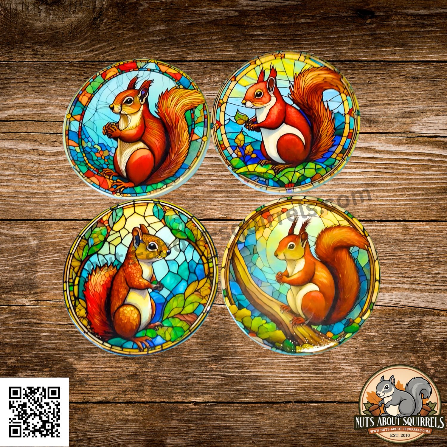 Ceramic Squirrel Coaster Set – Rustic Wildlife Gift for Squirrel Lovers (Set of 4)