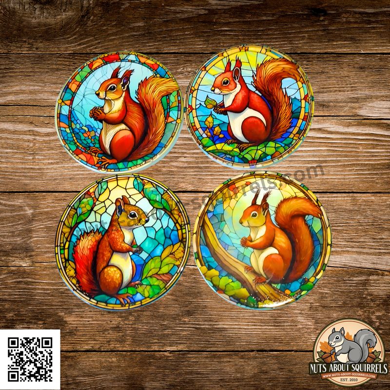 Ceramic Squirrel Coaster Set – Rustic Wildlife Gift for Squirrel Lovers (Set of 4)