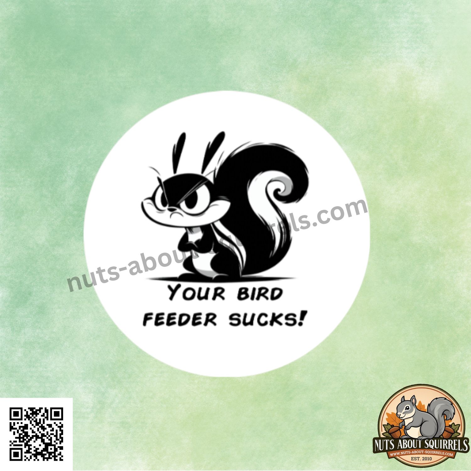 Funny Squirrel Sticker – &quot;Your Bird Feeder Sucks!&quot; 3.5″ Water-Resistant Car Decal-Squirrel Laptop Sticker