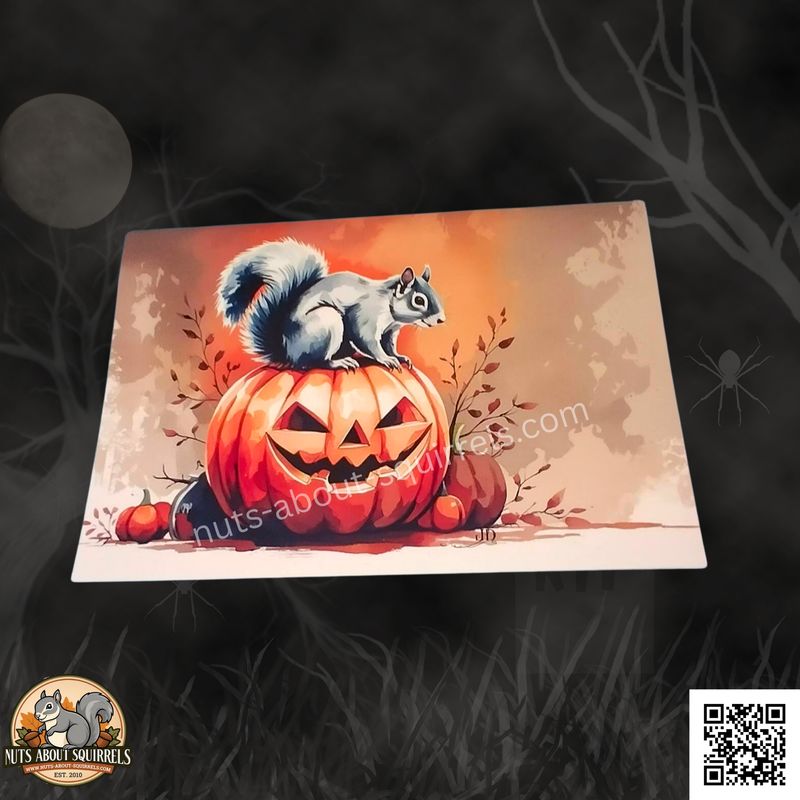 6 Halloween Squirrel Greeting Cards – Glossy Stock, Envelopes Included