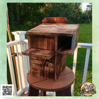 Gray Squirrel Nesting Box – Handmade Scorched Finish-Enhanced Metal Guards with Predator-Resistant Entrance – Rehab Approved