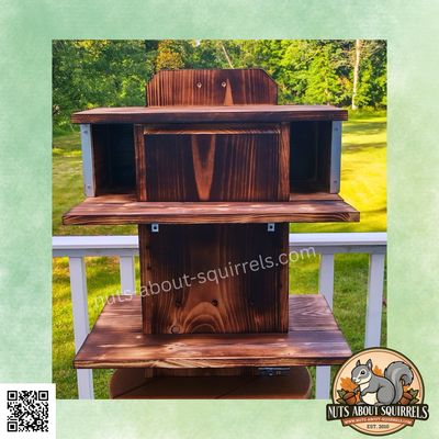 Extra Large Fox Squirrel Nest Box – Wildlife Rehab Approved-Dual Entrance Squirrel Shelter with Scorched Wood Finish