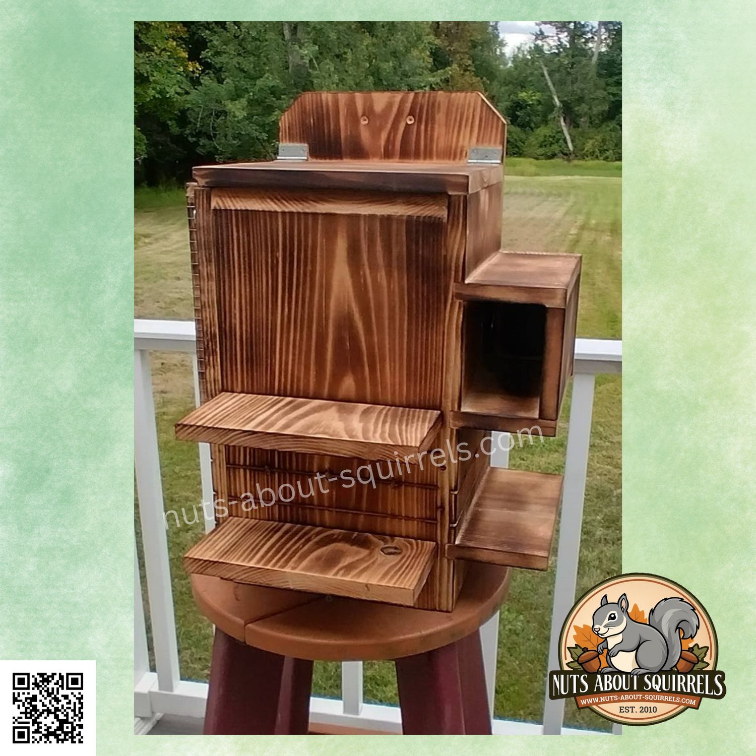 Wildlife Rehab-Approved  Fox Squirrel Nest Box with Wireless Camera