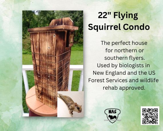 22" Wildlife Rehab‑Approved Flying Squirrel Condo – Scorched‑Wood Finish