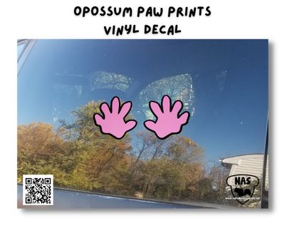 Opossum Paw Print Two Tone Vinyl Decal