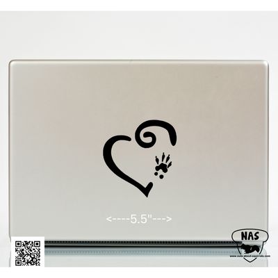 Squirrel Paw Print in Heart Vinyl Decal