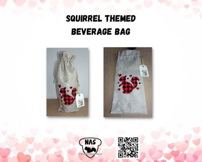 Valentine's Day Burlap Squirrel Beverage Bag