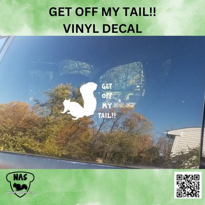 Get Off My Tail!  Squirrel Vinyl Decal