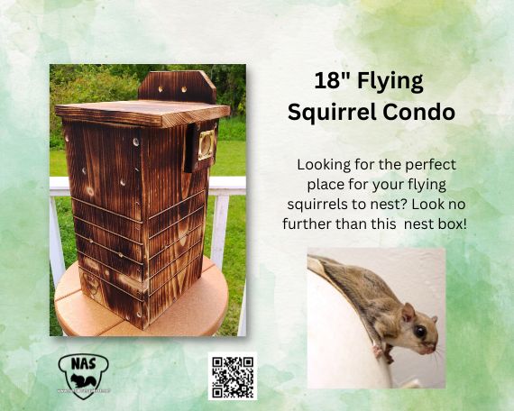 Wildlife Rehab‑Approved Flying Squirrel Condo – Scorched‑Wood Finish