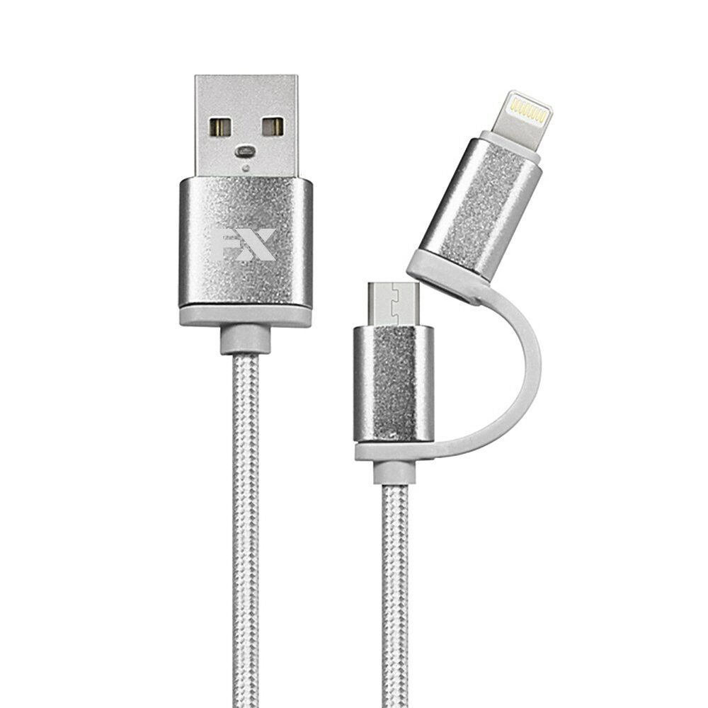 FX Braided 2 in 1 iPhone/Micro USB Cable - 1m