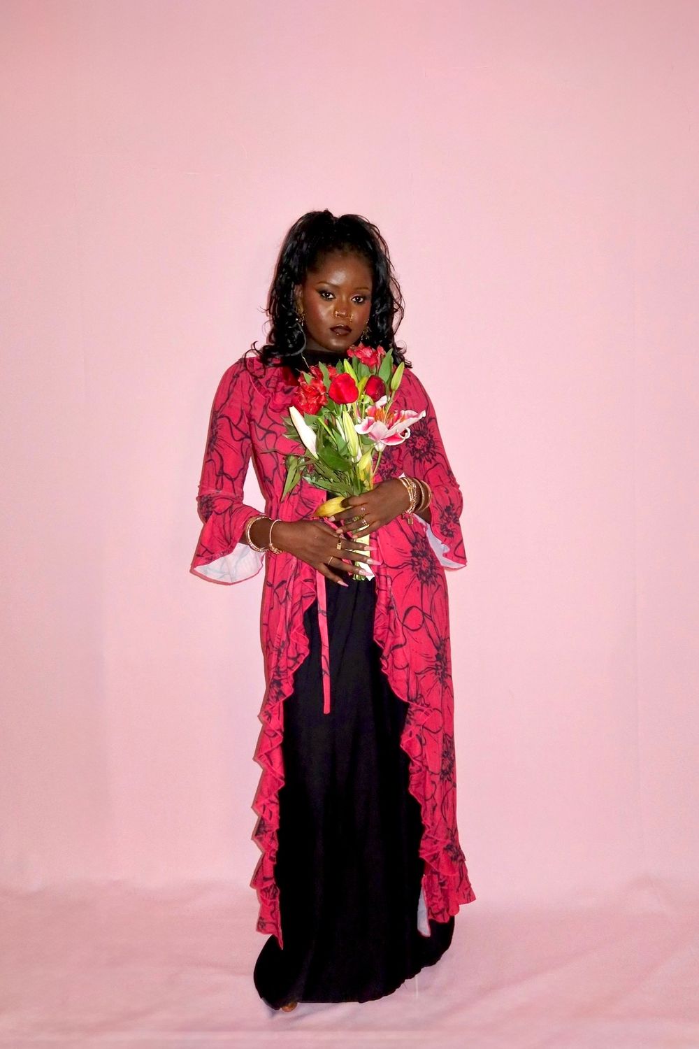 Red Open Abaya