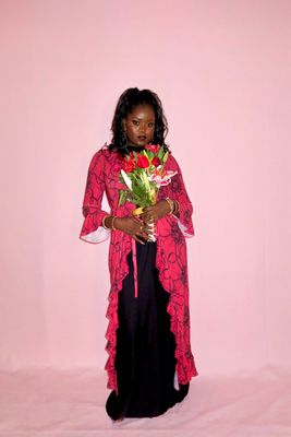 Red Open Abaya