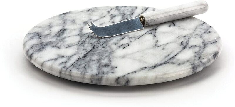 Cheese Board White Marble w knife
