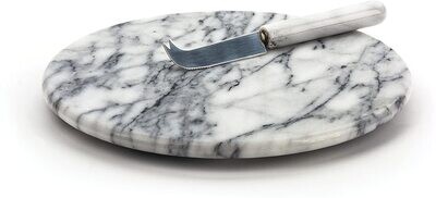 Cheese Board White Marble w knife