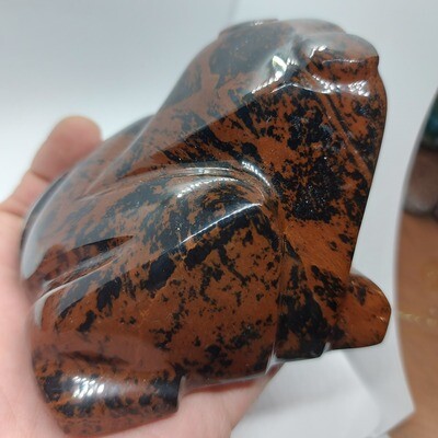 Mahagony Obsidian Frog Carving