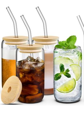 16 oz Clear Glass Jar with Bamboo Lid