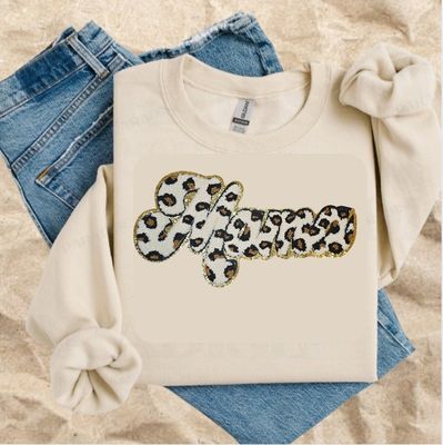 Leopard Print Mama Crewneck