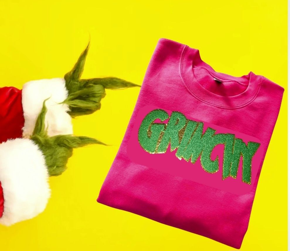 Green Grinchy on Sweatshirt