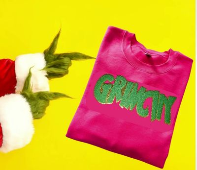 Green Grinchy on Sweatshirt