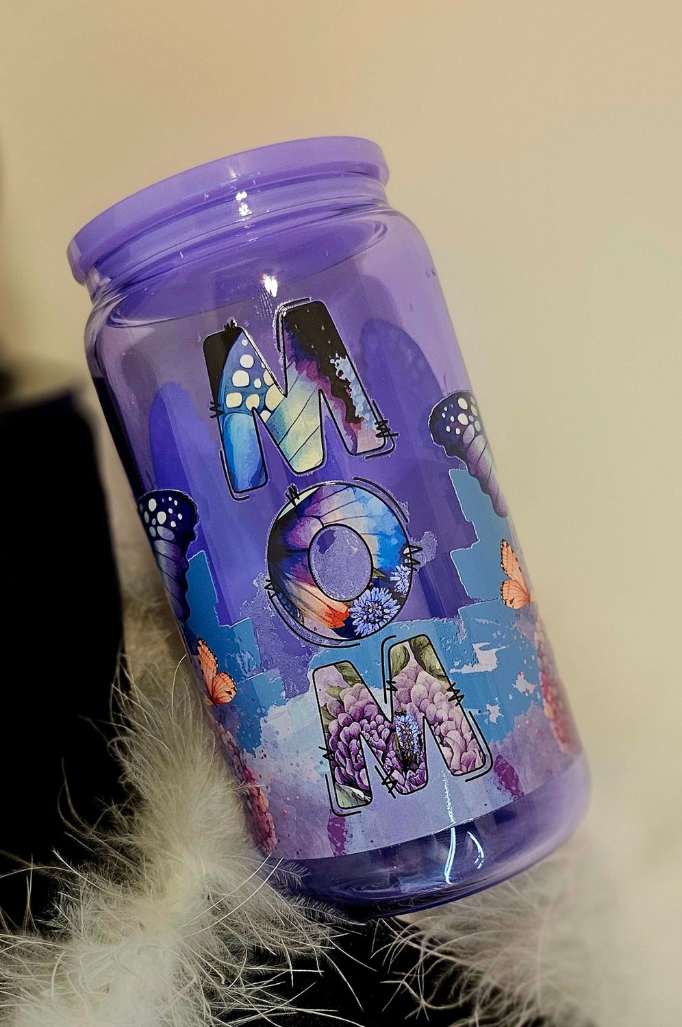 Mom 16 ounce glass jar