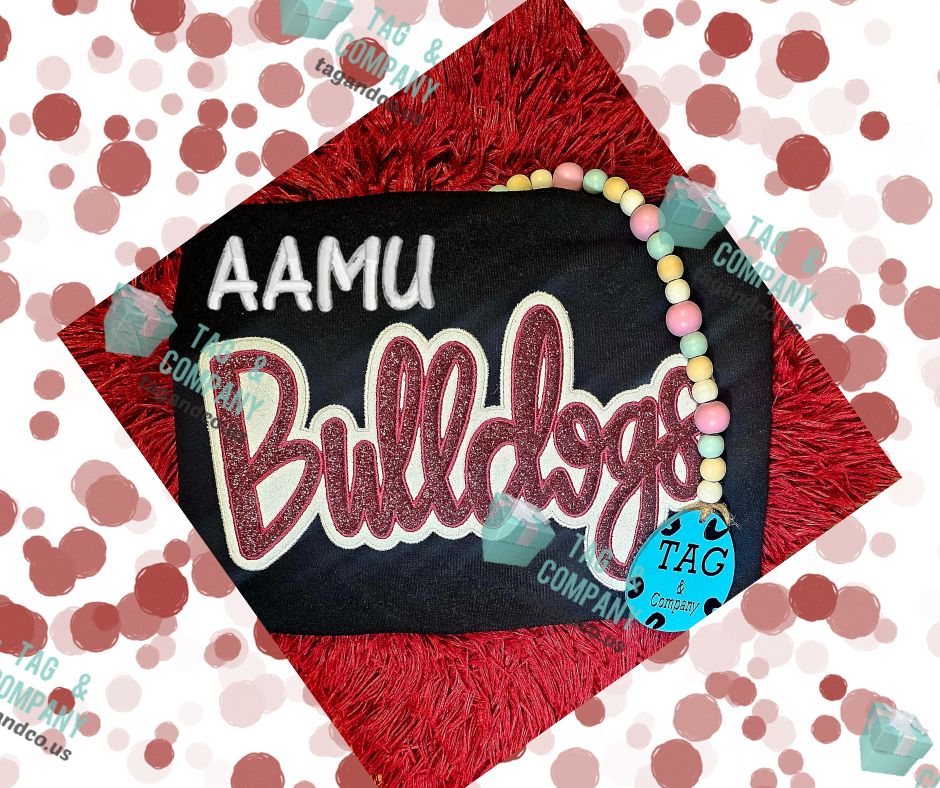 Double Glitter Embroidered Bulldog crew
