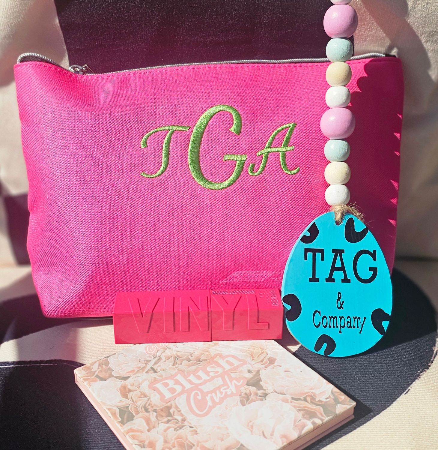 Custom Embroidered Lancôme makeup bag