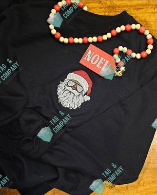 Embroidered Black Santa pocket