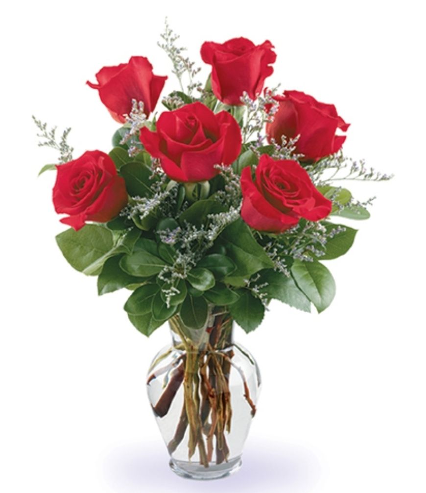 Valentine’s Day Fresh Rose Arrangement in Glass Vase