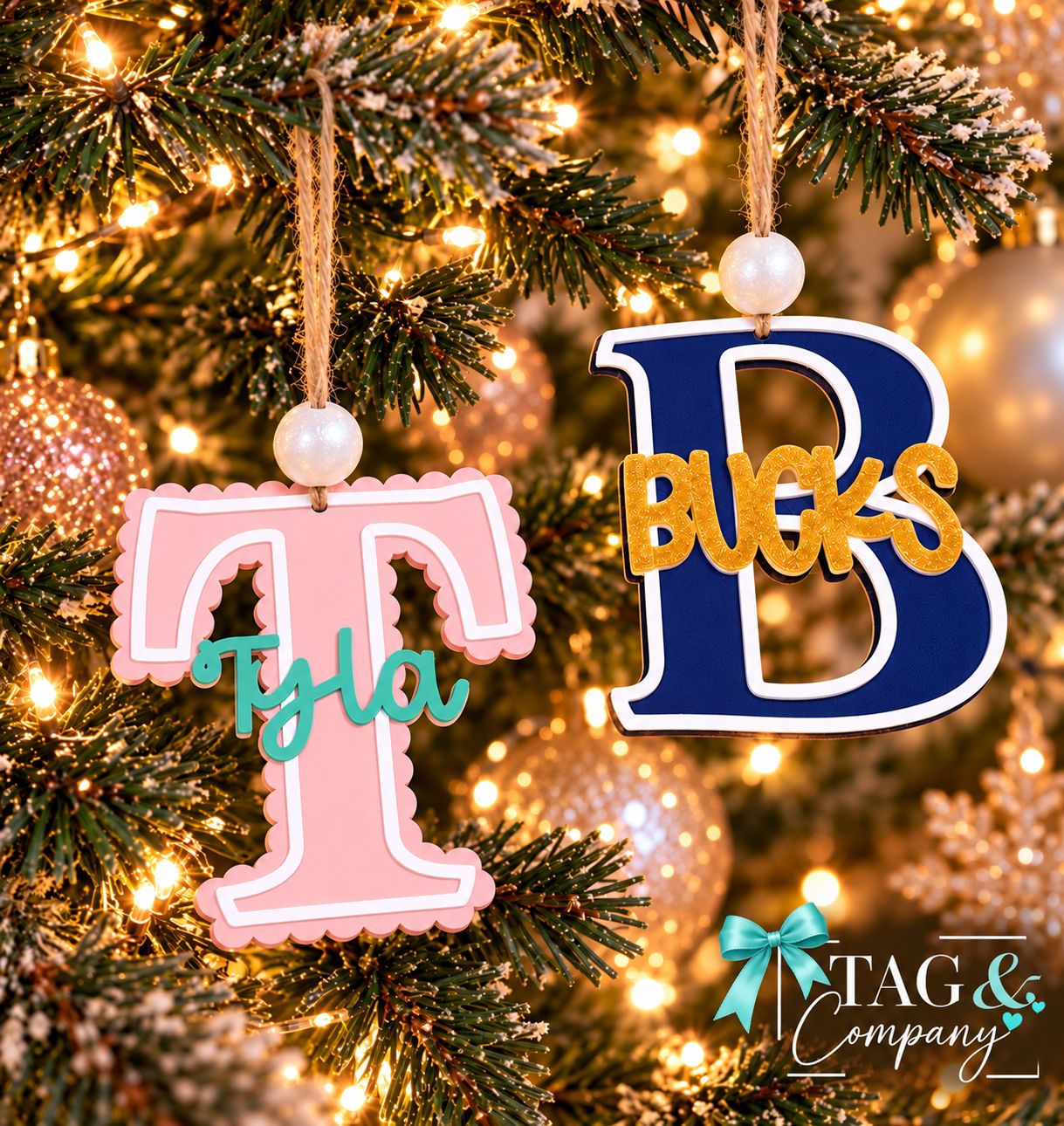 Personalized Layered 3D Printed Initial Christmas Ornaments