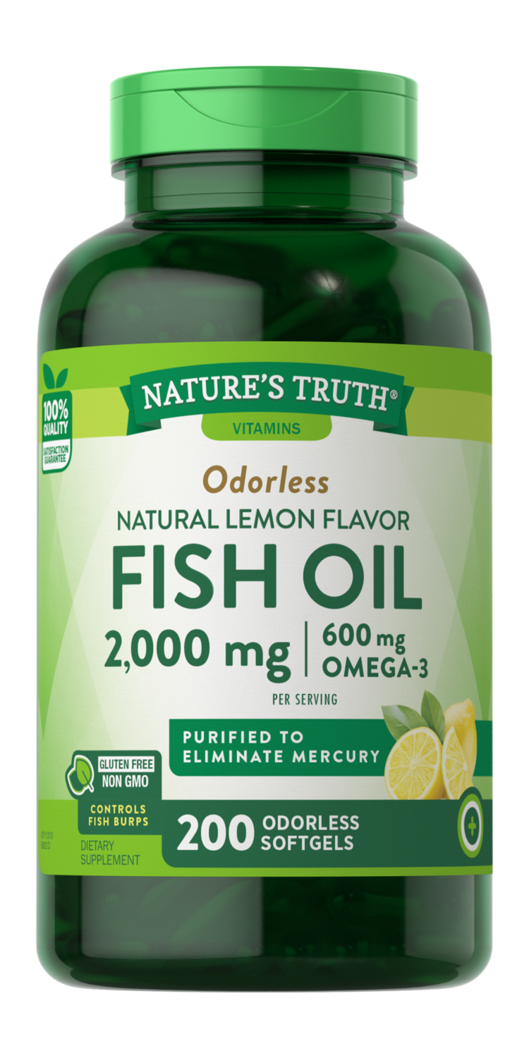 Nature's Truth Odorless Natural Lemon Flavor Fish Oil 2,000 MG