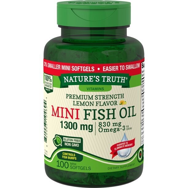 Nature's Truth Premium Strength Lemon Flavor MINI Fish Oil 1,300 MG