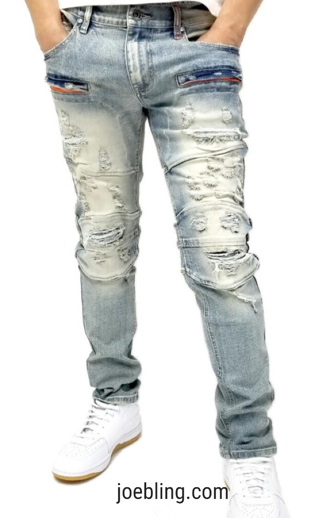 URBAN DENIM - BIKER RIPPED SPANDEX