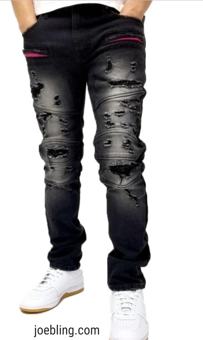 URBAN DENIM - BIKER RIPPED SPANDEX