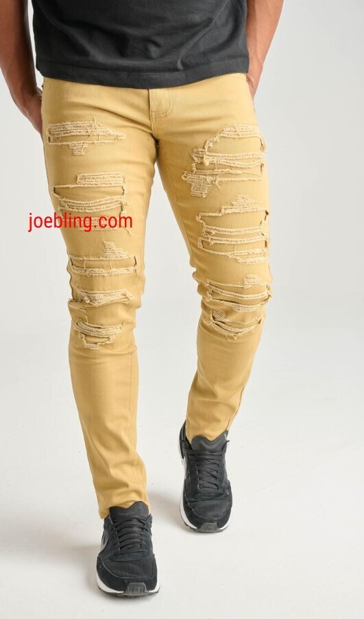 URBAN DENIM - RIPPED SHREDDED YELLOW