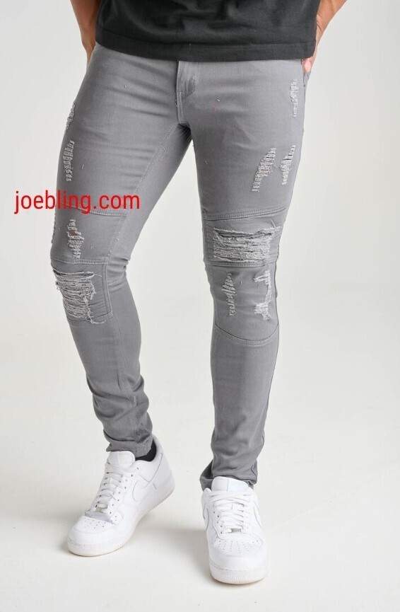 URBAN DENIM - GREY TIGHT RIPPED