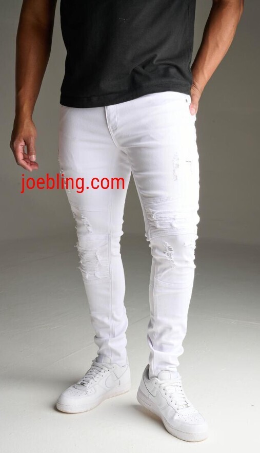 URBAN DENIM - WHITE TIGHT STRETCHED RIPPED