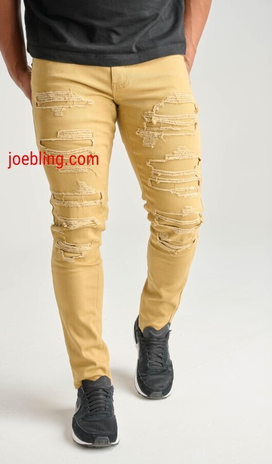 URBAN DENIM - YELLOW TIGHT STRETCH RIPPED
