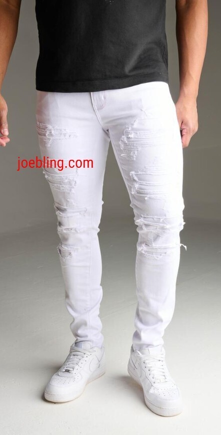 URBAN DENIM - WHITE TIGHT RIPPED SHREDDED