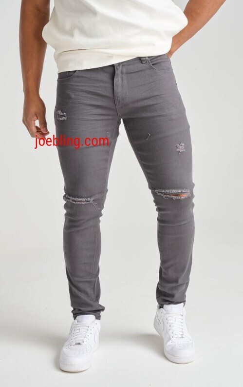 URBAN DENIM - GREY TIGHT RIPPED