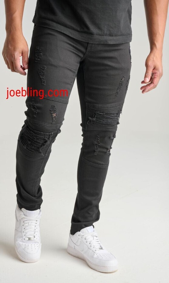 URBAN DENIM - BLACK TIGHT SHREDDED