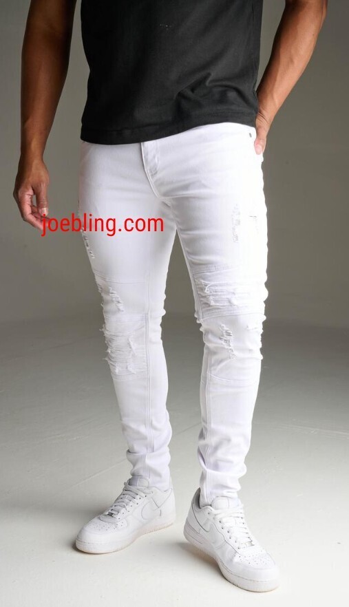 URBAN DENIM - WHITE TIGHT SHREDDED