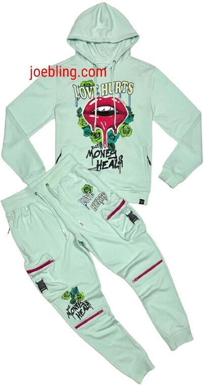 URBAN JOGGER SET - LOVE HURTS MONEY HEALS GREEN