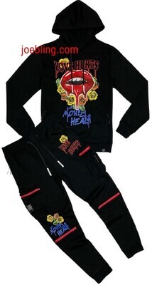 URBAN JOGGER SET - LOVE HURTS MONEY HEALS BLACK