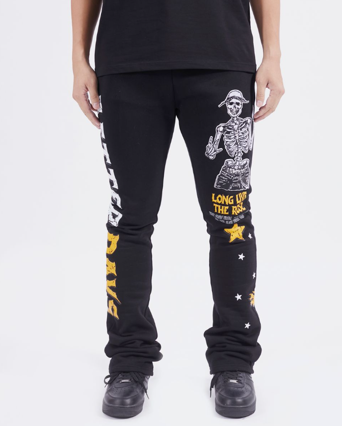 BETTER DAYS FLEECE STACKED PANTS BLACK